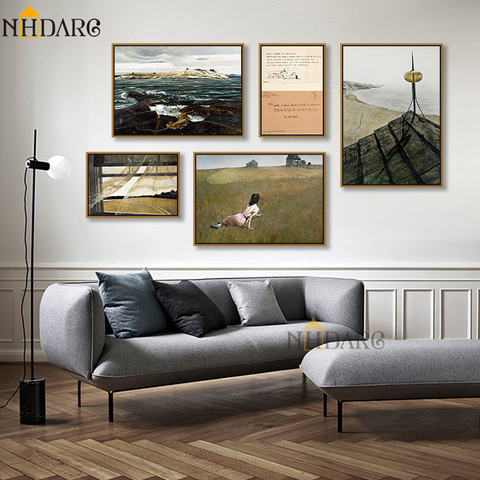 NHDARC Canvas Printings Paintings ARC00853 Andrew Wyeth Christina's World Seaside Scenery Posters for Living Room Home Decor ► Photo 1/6