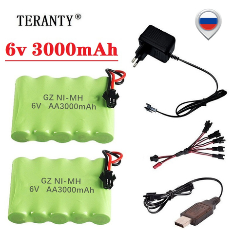 Upgrade 6v 3000mah NiMH Battery Charger sets For Rc Toys Cars Tank Truck Robots Guns Boats AA Ni-MH 6v Rechargeable Battery Pack ► Photo 1/4
