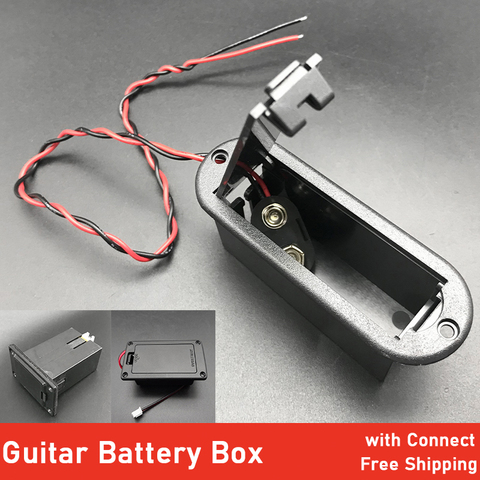 Guitar Bass 9V Volt Guitar Pickup Battery Box Cover Case Holder Plastic Battery Cover with Adapter Cable Guitarra Accessories ► Photo 1/6