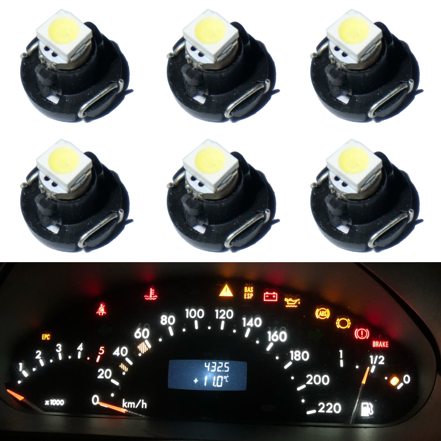 10x White T4 T4.2 Neo Wedge 1-SMD LED Cluster Instrument Dash Climate Bulb Light 
