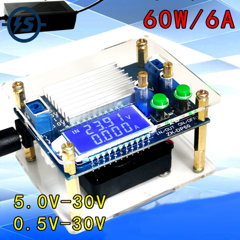 Buck-Boost Power Supply Module Step Up Down Converter 60W High-Power Adjustable LCD Display With Fan and Acrylic Shell ► Photo 1/6