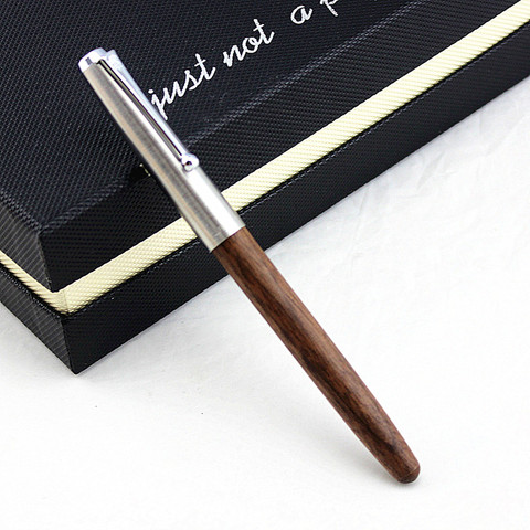 JINHAO 51A Wooden Fountain Pen Steel Cap Brand New 0.38mm/0.5mm Nib Ink Pen ► Photo 1/4