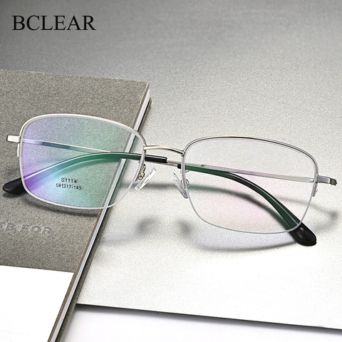 BCLEAR Men Fashion Semi-Rimless Titanium Alloy Glasses Frames for Men Eyewears Flexible Legs IP Electroplating Spectacles ► Photo 1/6