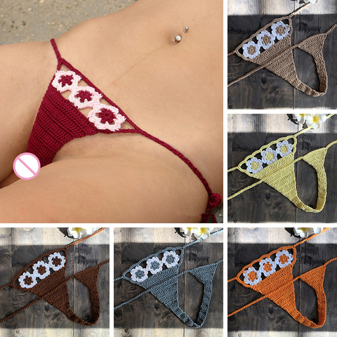 2022Super Mini Micro G-strings Thongs Hot Sexy Bikini Bottom Hot Women's Swimwear Crochet Cotton Brazilian Side String Tie Thong ► Photo 1/6