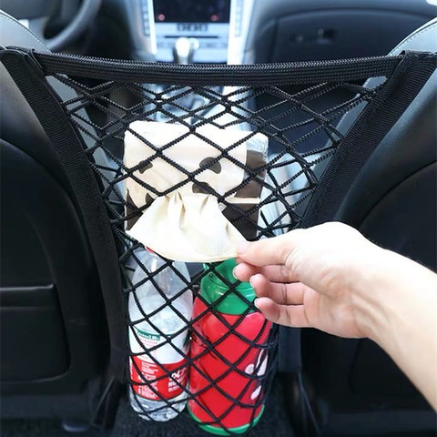 Universal Seat Black Storage Net Pocket Organizer Seat Back Storage Bag Net Sundries Bag Car Accessories Stretchable ► Photo 1/6