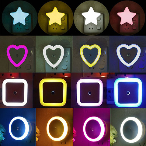 LED Night Light Mini Cute Wall Plug-in Auto Sensor Bedside Lamp For Bedroom Kid's Room Hallway Corridor Stairs EU/US 110V 220V ► Photo 1/6