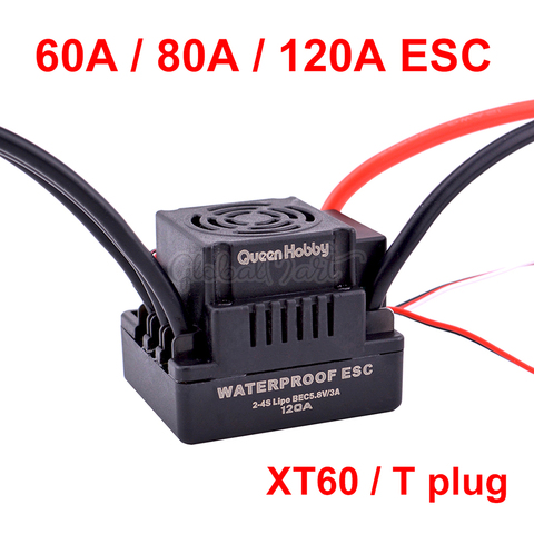 Upgrade Sensorless 60A 80A 120A S-80A S-120A Brushless ESC Electric Speed Controller with 5.5V / 3A BEC for 1/8 1/10 1:10 RC Car ► Photo 1/6