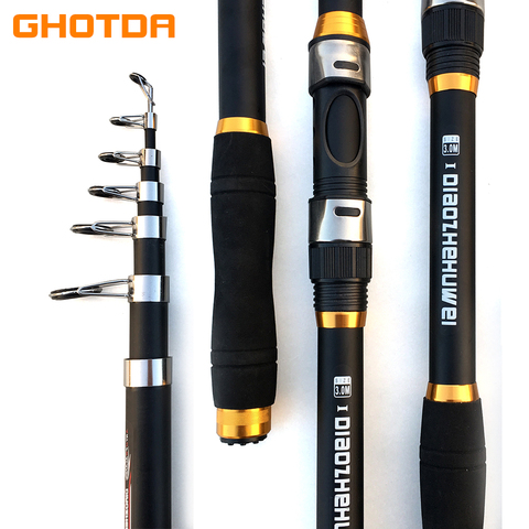 GHOTDA Telescopic Fishing Rod Hard FRP Carbon Fiber 2.1/2.4/2.7/3.0/3.6M Carp Fishing Rod feeder fishing pole Fishing Tackle ► Photo 1/6