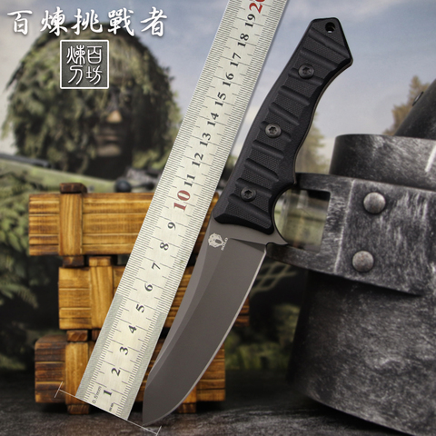 LENGREN Leggings knife AUS-8 Blade Knife Hunting Camping Survival Outdoor straight knife multi-function outdoor survival knife ► Photo 1/6