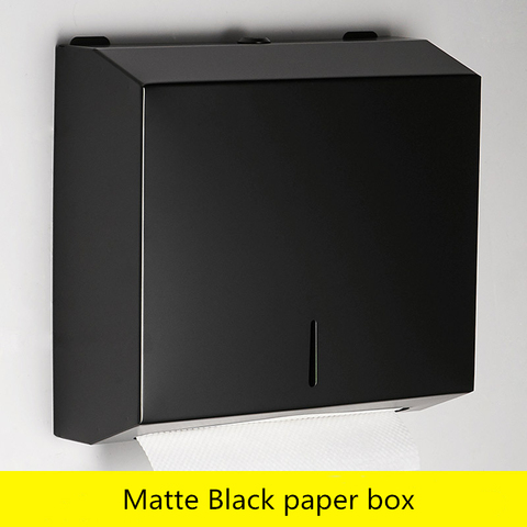 Black Matte Paper Box Bathroom Paper Towel Dispenser Wall Mount Stainless Steel Tissue Holder Commercial Paper Hand Towel Rack ► Photo 1/6