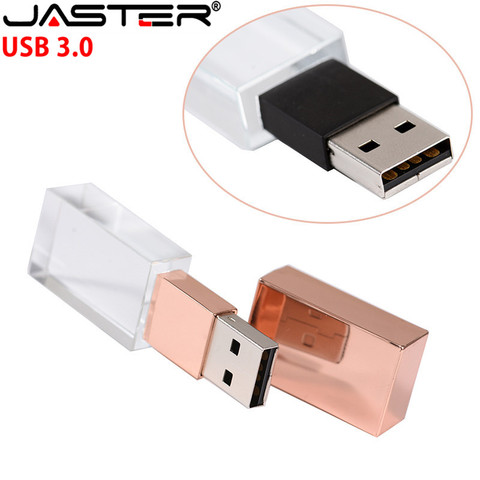 JASTER Crystal USB 3.0 Flash Starter USB Pen Drive 4GB 16GB 32GB 64GB128gb USB Flash Drive 3D Engraving Logo/Car Gift ► Photo 1/6