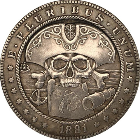 1881 Skull Captain AB Souvenir Coins Collectibles Antique 3D Metal Commemorative Morgan Hobo Coin Copy Home Decor New Year Gifts ► Photo 1/4