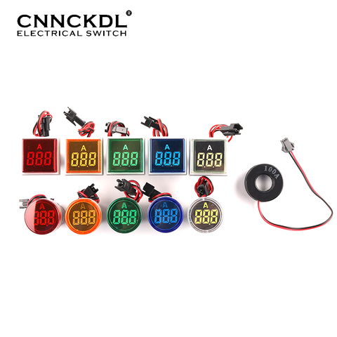 22MM 0-100A Digital Ammeter Current Meter/Voltage Meters Indicator Panel Led Lamp Round Square Signal Light high quality Brand ► Photo 1/6