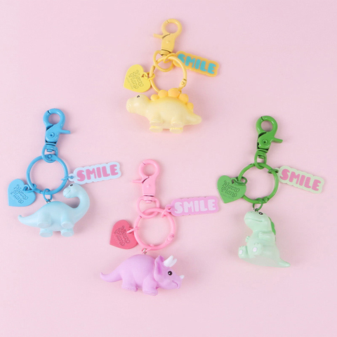 Cartoon Smile Dinosaur Doll Keychain Cute Heart Animal Keyring Couple Car Key Chain Backpack Hanging Gift for Boy Kids ► Photo 1/6