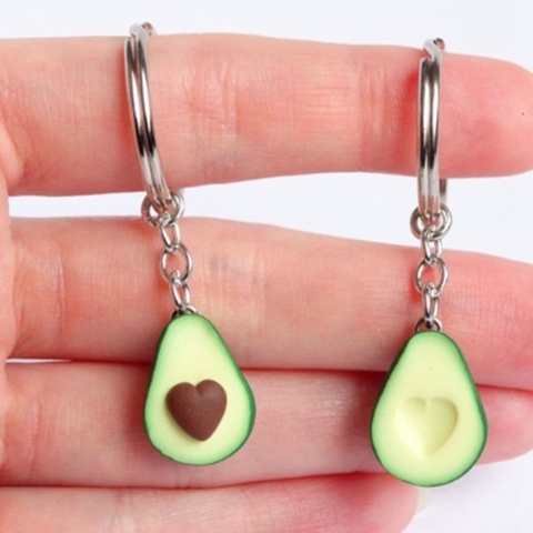 Simulation Fruit Avocado Heart-shaped Keychain Creative Avocado Backpack Key Chain Pendant Fashion Jewelry Key Ring Friend Gift ► Photo 1/6