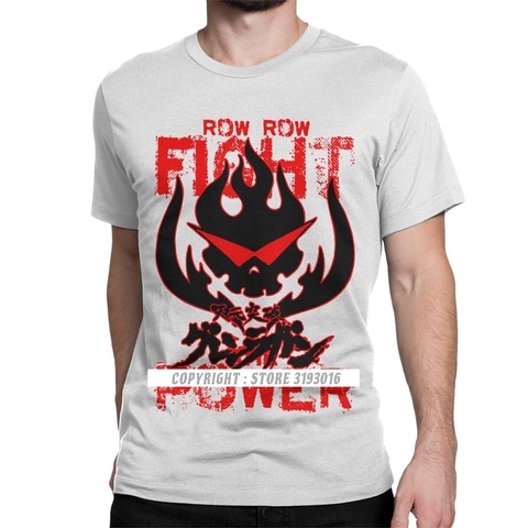 Row Fight The Power T Shirt Men Tengen Toppa Gurren Lagann Premium Cotton Tee Shirt O Neck Loose Tshirt Fast Ship ► Photo 1/6