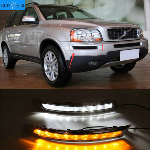 2pcs Car Daytime Running Lights LED DRL For Volvo XC90 2007 2008 2009 2010 2011 2012 2013 Lamp Turn Signal fog lamp Flashing ► Photo 1/3