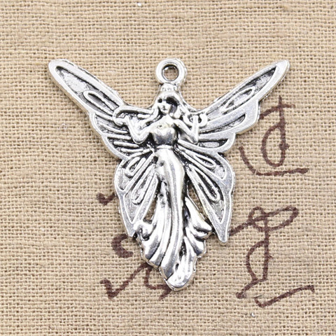 10pcs Charms Butterfly Fairy Angel 38x37mm Antique Bronze Silver Color Pendants DIY Making Findings Handmade Tibetan Jewelry ► Photo 1/3