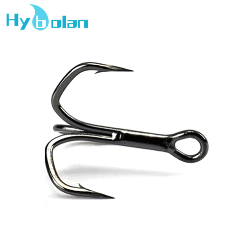 5-10Pcs/lot Black Fishing Hook High Carbon Steel Treble Overturned Hooks Tackle Round Bend Bold and strengthen Treble For Bass ► Photo 1/6
