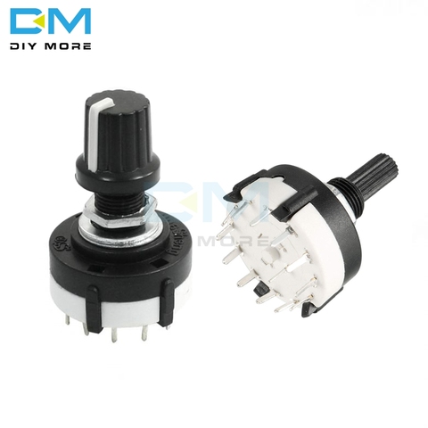 26mm Diameter Rotary Switch 3 Knives 4 Files 6mm Shaft Diameter Adjustable Gear Switch with Black Knob for Arduino ► Photo 1/6