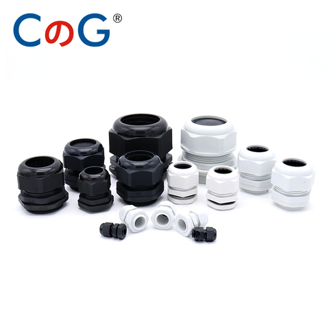 10pcs IP68 PG7 for 3-6.5mm PG9 PG11 PG13.5 PG16 PG19 21 25 Wire Cable White Black Waterproof Nylon Plastic Cable Gland Connector ► Photo 1/4