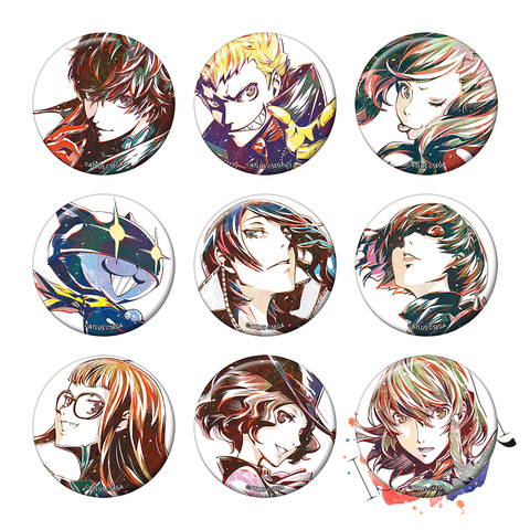 Persona 5 Anime Badge P5 Ren Amamiya  Joker Ryuji Anne Morgana Yusuke Makoto Futaba Haru Goro Akechi Metal Badge Brooch Pins ► Photo 1/2