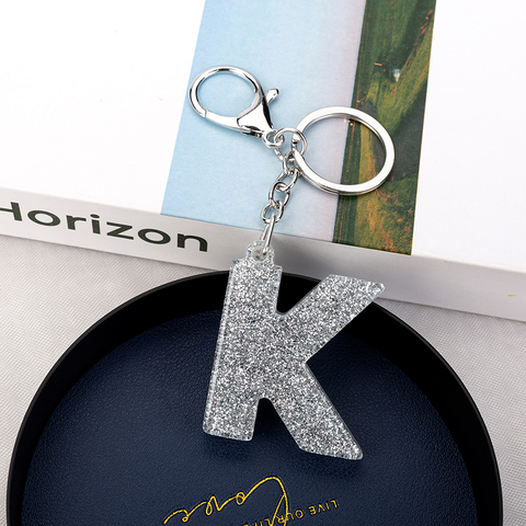 1PC Women Keychains  Handbag  Car Pendants 26 English Letter Keyring  Charms   Glitter Resin Word ► Photo 1/6