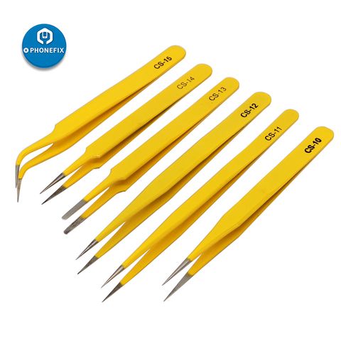 Anti-static Tweezers Stainless Steel Industrial Tweezers Precision Curved Straight Tip Forceps Phone PCB Repair Hand Tools ► Photo 1/6