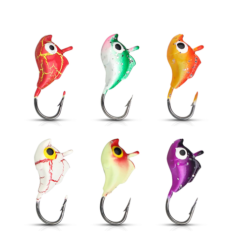 DNDYUJU 4/6PCS 18.5mm/1.8g Ice Fishing Lure Dolphin Shape Mini Metal Bait Ice Jig Mini Lead Hook Winter Fishing Barbed Hook ► Photo 1/6