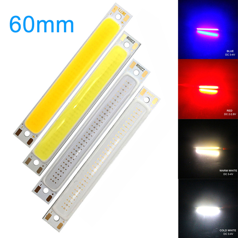 LED COB Strip Light Bulb 8mm x 60mm 3W LED Work Floodlight Source Chip Beads DC 3V For DIY Lamp Super Bright Red Blue White ► Photo 1/6