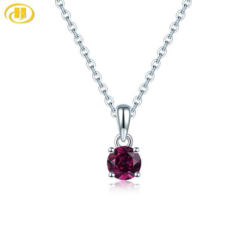 Hutang Rhodolite Garnet 925 Silver Pendant Round 5mm Genuine Gems Solid 925 Sterling Silver Chain Fine Simple Elegant Jewelry ► Photo 1/6