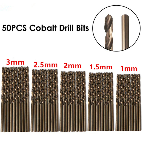 50Pcs 1/1.5/2/2.5/3mm M35 HSS-CO Cobalt Twist Drill Bit For High Tensile Stainless Steels Drilling ► Photo 1/6