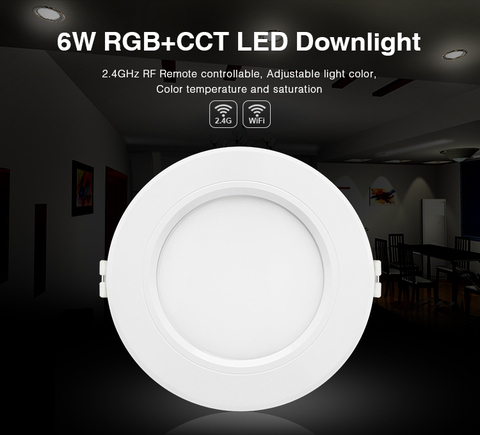 FUT068 6W RGB+CCT LED Downlight AC100-240V Round Smart Led panel light dimmable compatible APP/2.4G Hz RF FUT092 remote control ► Photo 1/3