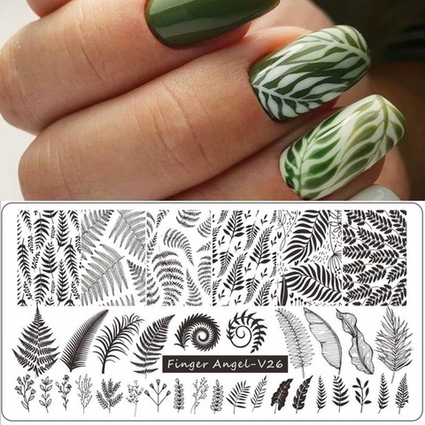 1PC Leaves Are Fall-ing Stamping Plate For Stamped  Nail leaves Stamping Plates Image Painting Nail Art Stencils Template leaves ► Photo 1/6