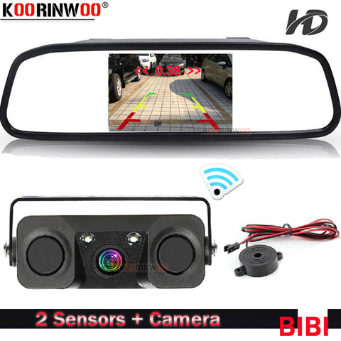 Koorinwoo Wireless For Sony AHD Parktronic Car Parking Sensors 2 + Rear view camera With Monitor Mirror Parking Monitor Speaker ► Photo 1/6