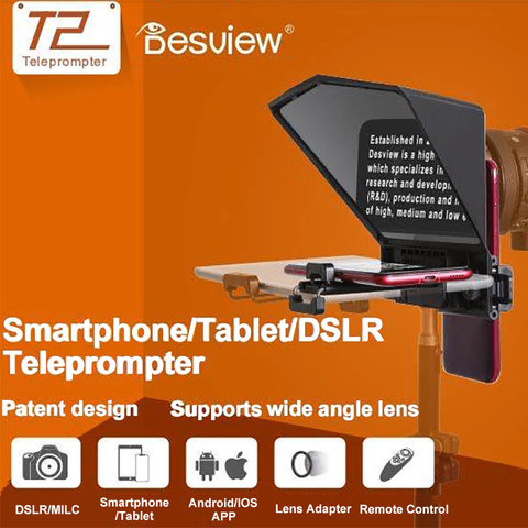 Desview T2 Teleprompter For Smartphone/Tablet/DSLR Camera Portable For YouTube Interview Studio Bestview With Remote Control ► Photo 1/5