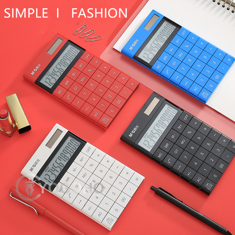 M&G Hot Sale Creative Slim Portable Thin 12 digital Calculator Solar Energy Flat button Keyboard Dual Power Supply ► Photo 1/6