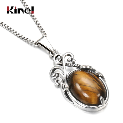 Kinel 2022 New Boho Natural Stone Necklaces Choker For Women Tibetan Silver Beach Party Indian Bride Pendant Wedding Jewelry ► Photo 1/6
