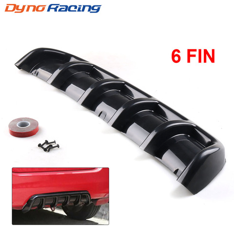 Universal Bright Black Car Car-Styling ABS Rear Shark Fin Style Curved Bumper Lip Diffuser Shark 6 Fin Spoiler Kit ► Photo 1/6