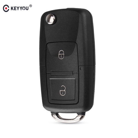 KEYYOU 2 Buttons Remote Flip Folding Car Key Shell for VW Volkswagen MK4 Bora Golf 4 5 6 Passat Polo Bora Touran ► Photo 1/5