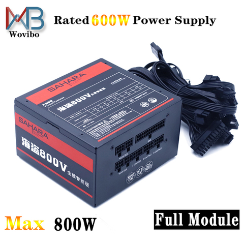 Wovibo PC Gaming Power Supply Full Module PSU Rated 600W Max 800W 24PIN 12V ATX Computer fuente de alimentacion 120mm Fan ► Photo 1/6