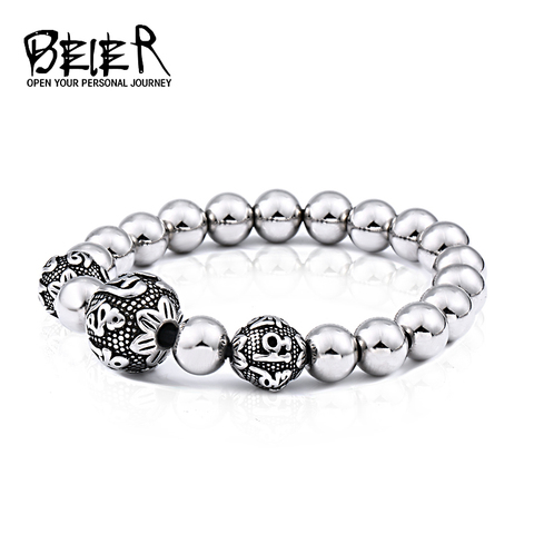 BEIER 316L stainless steel Fashion Mantra Bracelet Brings Luck Men's Bracelet Premium Polished Stainless Steel Jewelry ► Photo 1/6