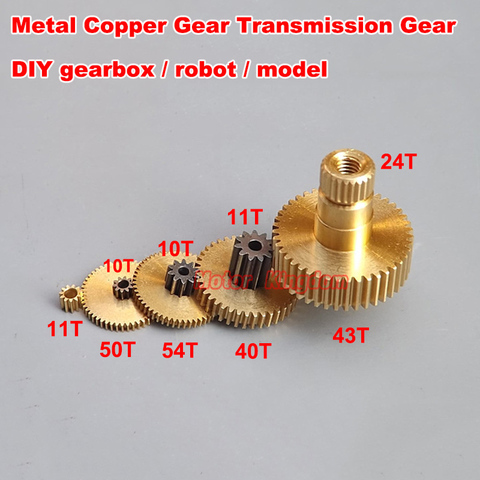 A Set of 5 Kinds Metal  Copper Gears  Transmission Gears 11T 40T 43T 50T 54T  0.2  0.3  0.35 Modulus  Multiple Specifications ► Photo 1/6