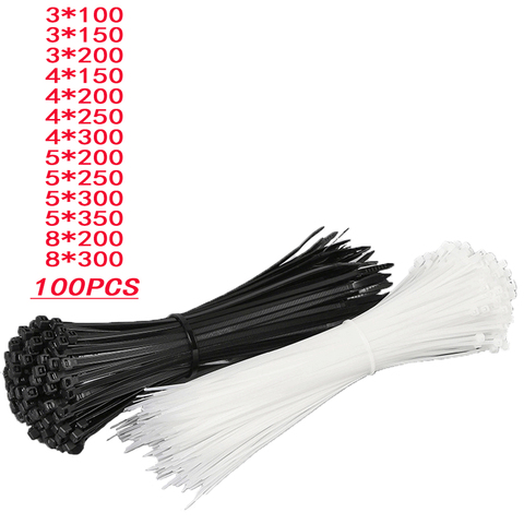 100PCS nylon cable ties self-locking white black plastic ring winding cable ties cable ties fixed cables various specifications ► Photo 1/6