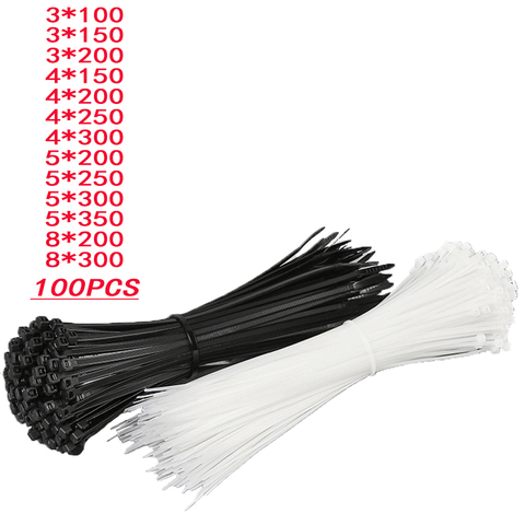 100PCS nylon cable ties self-locking white black plastic ring winding cable ties cable ties fixed cables various specifications ► Photo 1/6