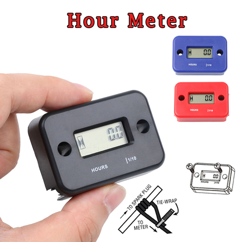 Portable Digital Tach Hour Meter Gauge Gasoline Engine ATV Motorcycle Generator Inductive Instrument Black Red Blue Color ► Photo 1/6