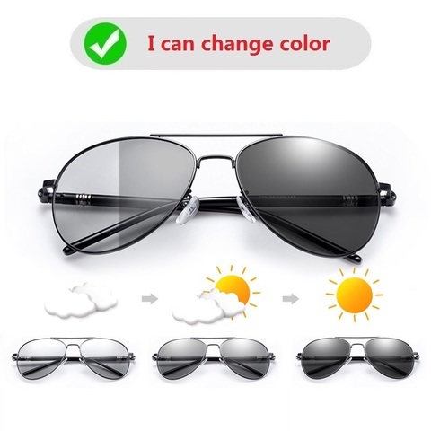 New Men's Photochromic Polarized Sunglasses Men Women Driving Pilot Chameleon Vintage Sun Glasses Change Color Day Night Vision ► Photo 1/6