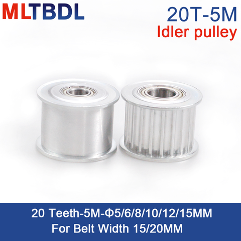 1pcs 20 Teeth 5M Idler Pulley Tensioner Wheel Bore 5/6/8/10/12/15mm with Bearing Guide synchronous pulley HTD5M 20T 20teeth ► Photo 1/6