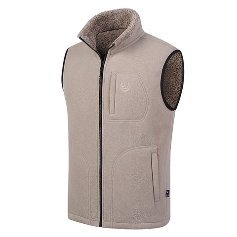 2022 Men's New Style for Autumn and Winter Stand Collar Double-Sided Plush Waistcoat Zip Warm Fleece Vest ► Photo 1/4