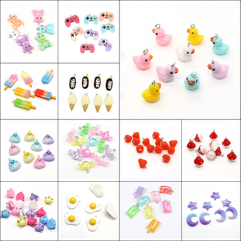 10pcs Mixed Cats Unicorn Duck Animal Earring Resin Charms Cute Egg Noodles Mushroom Palette Food Pendants For Jewelry Make ► Photo 1/6